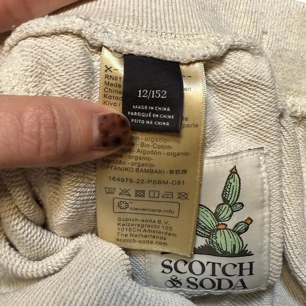 Scotch & Soda Boys Shorts 12/152 Grey Melange Embroidered Cactus Palm SOLD OUT - Picture 6 of 11